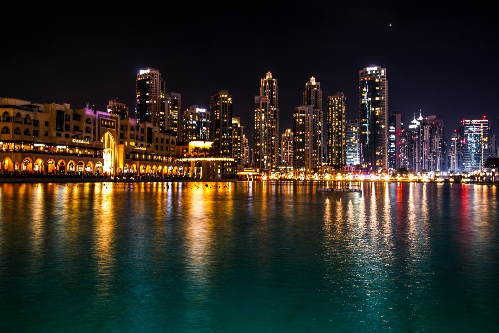 Dubai skyline at night near the VigoAir head office in DAFZA