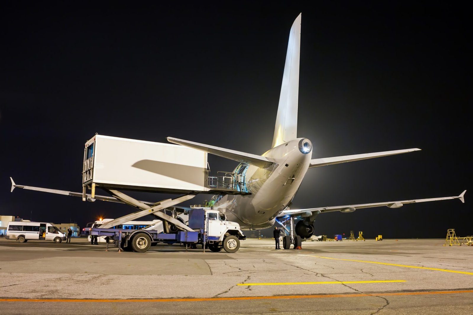 Ground handling of an airliner at night